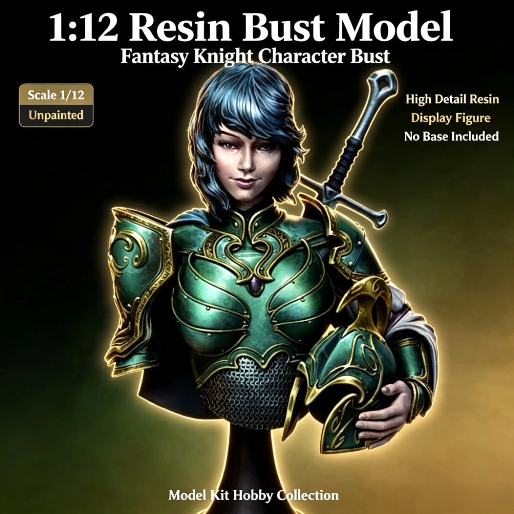 1/12 Medieval Fantasy Knight, Resin Model Bust Kit, Unassembled and Unpainted