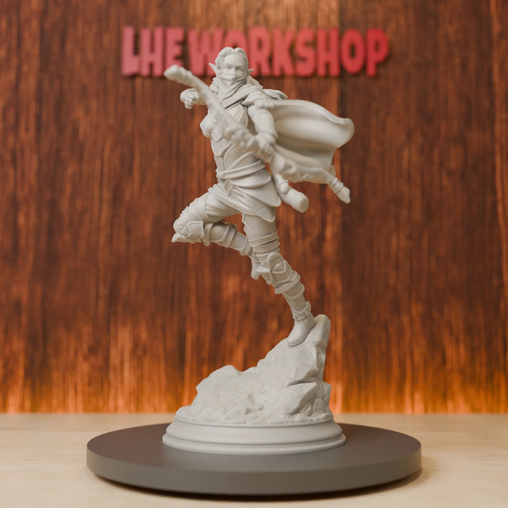 75mm Elf Ranger Warrior, Resin Model Figure Kit, Fantasy Theme, Unassembled and Unpainted