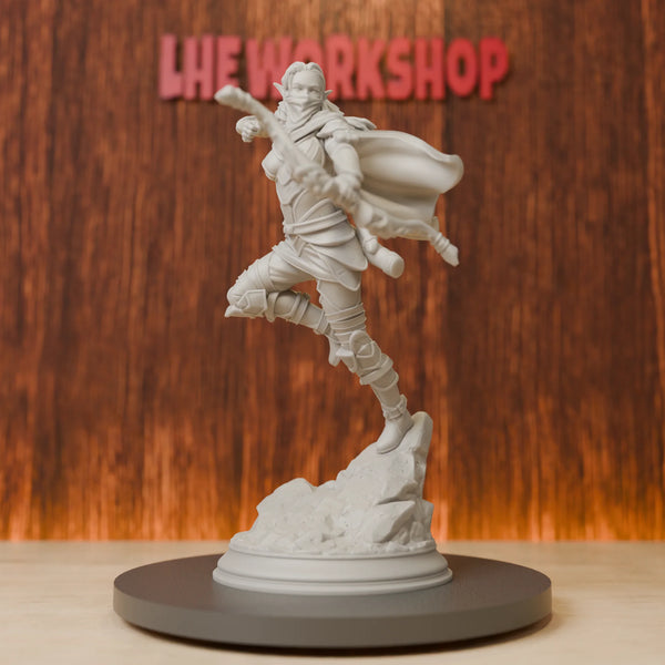75mm Elf Ranger Warrior, Resin Model Figure Kit, Fantasy Theme, Unassembled and Unpainted