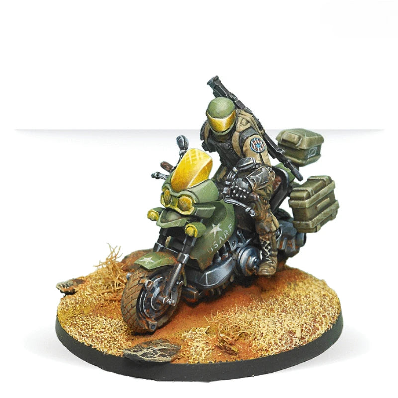 32mm Soldier on Combat Motorcycle, Resin Model Figure Kit, Sci-Fi Theme, Unassembled and Unpainted