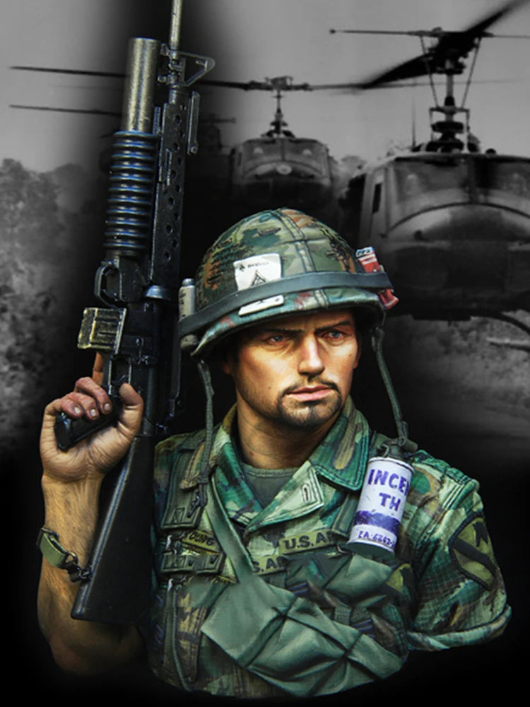 1/10 Modern US Infantry with M16, Resin Model Bust Kit, Unassembled and Unpainted