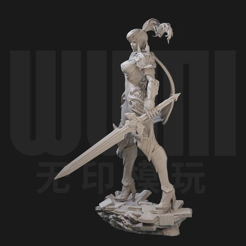1/24 Spiked Armored Warrior with Whip and Sword, Resin Model Figure Kit, Fantasy Theme, Unassembled and Unpainted
