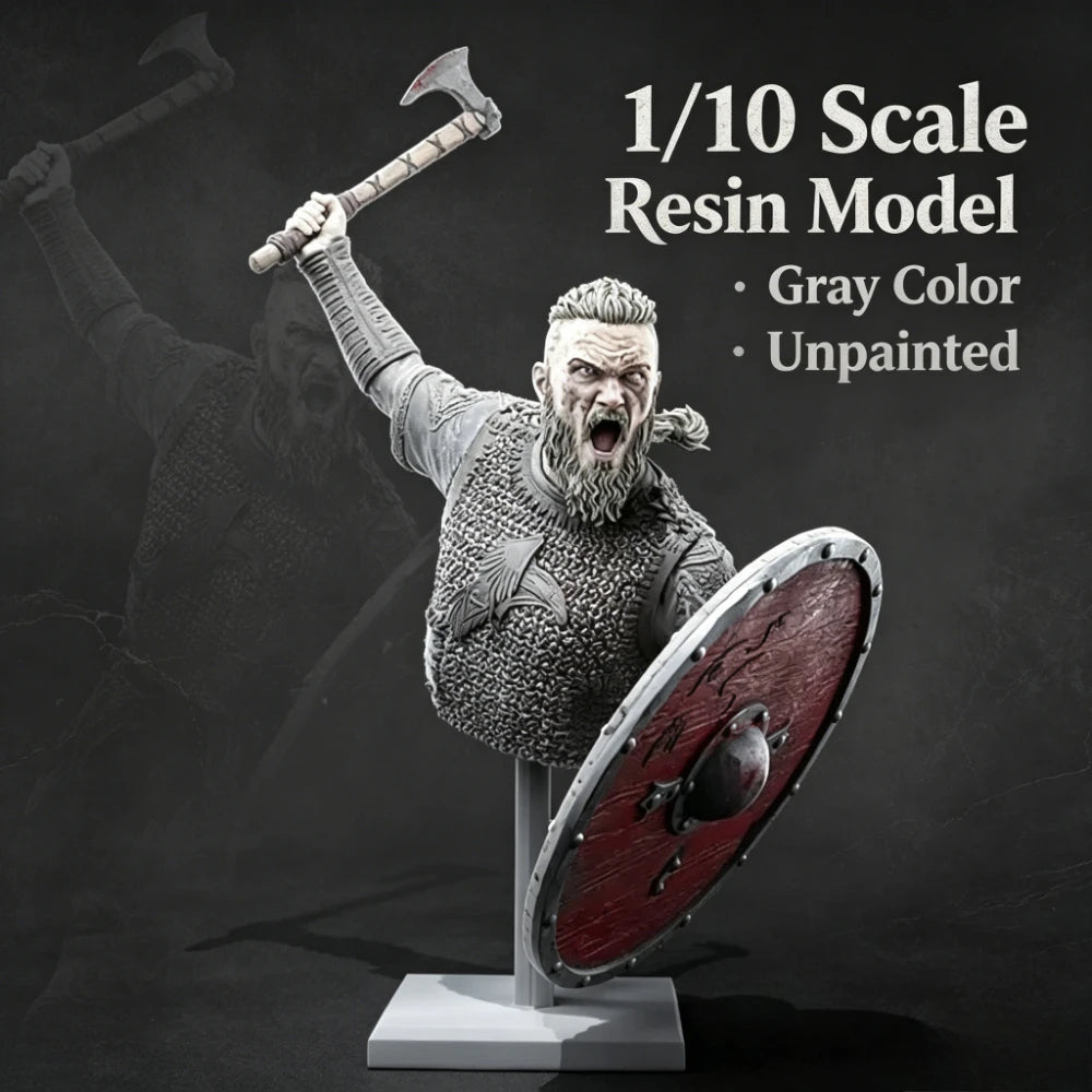 1/10 Medieval Viking Warrior with Axe and Armor, Resin Model Figure Kit, Unassembled and Unpainted