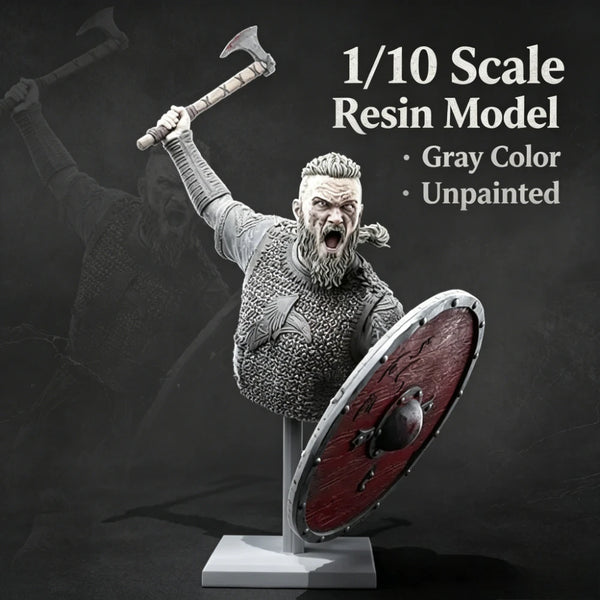 1/10 Medieval Viking Warrior with Axe and Armor, Resin Model Figure Kit, Unassembled and Unpainted