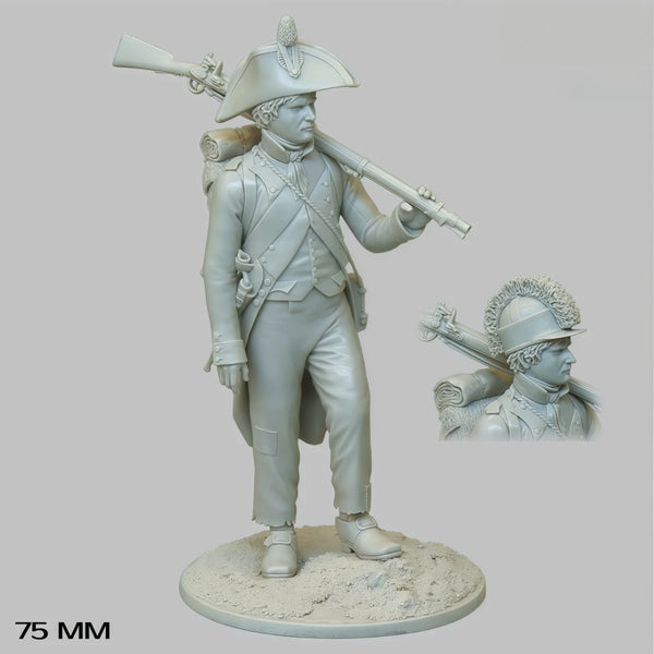 75mm Napoleonic 17th Century French Musketman, Resin Model Figure Kit, Unassembled and Unpainted