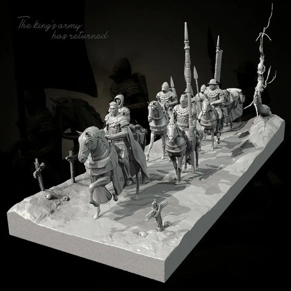 Medieval Imperial Cavalry, 28 Figures, Resin Model Diorama Kit, Unassembled and Unpainted