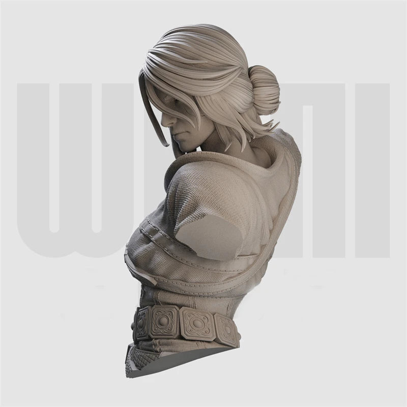 1/10 Female Soldier with Ornamental Belt, Resin Model Bust Kit, Fantasy Theme, Unassembled and Unpainted