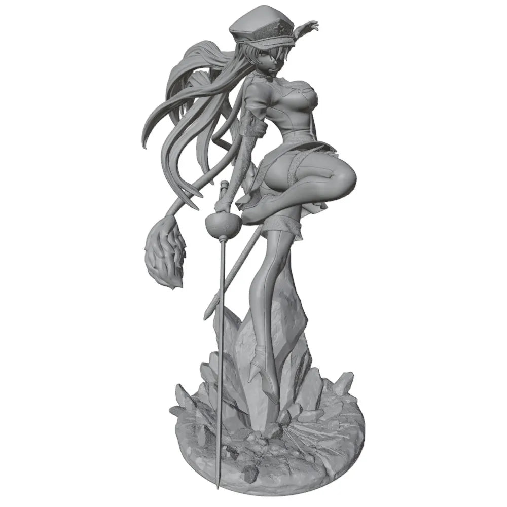 75mm Swordswoman with Blue Hair in White Combat Suit, Resin Model Figure Kit, Anime Theme, Unassembled and Unpainted