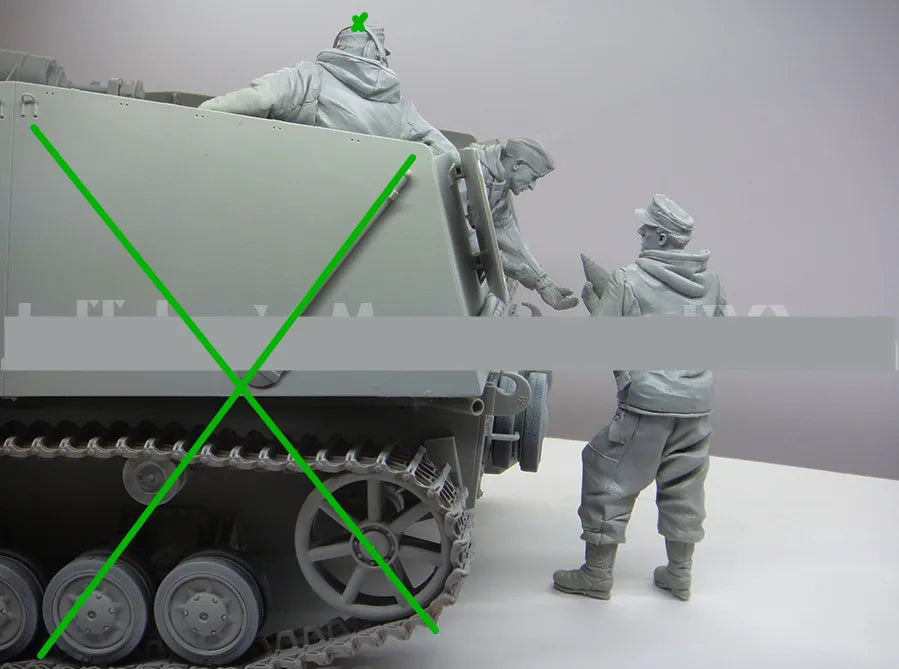 1/16 WWII German Military Personnel, 4 Figures, Resin Model Figure Kit, Unassembled and Unpainted
