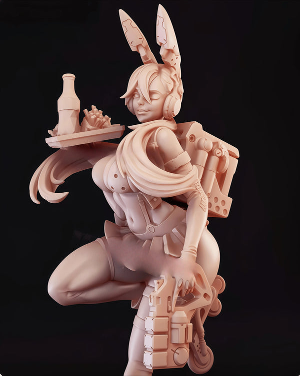 75mm Rabbit Commander, Resin Model Figure Kit, Fantasy Theme, Unassembled and Unpainted