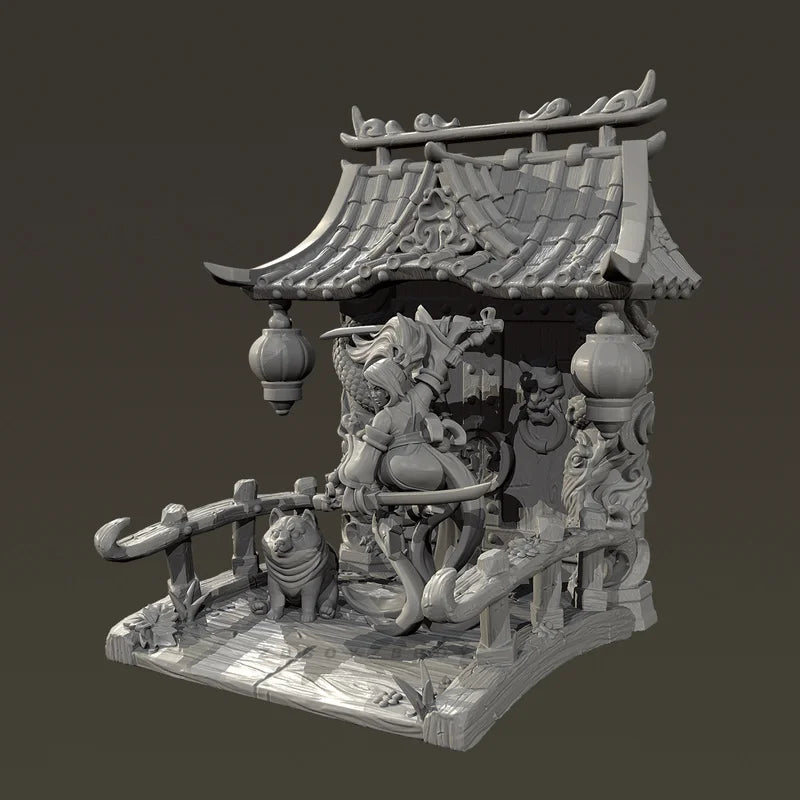 50mm Chinese Cottage Shrine, Resin Model Terrain Kit, Historical Theme, Unpainted