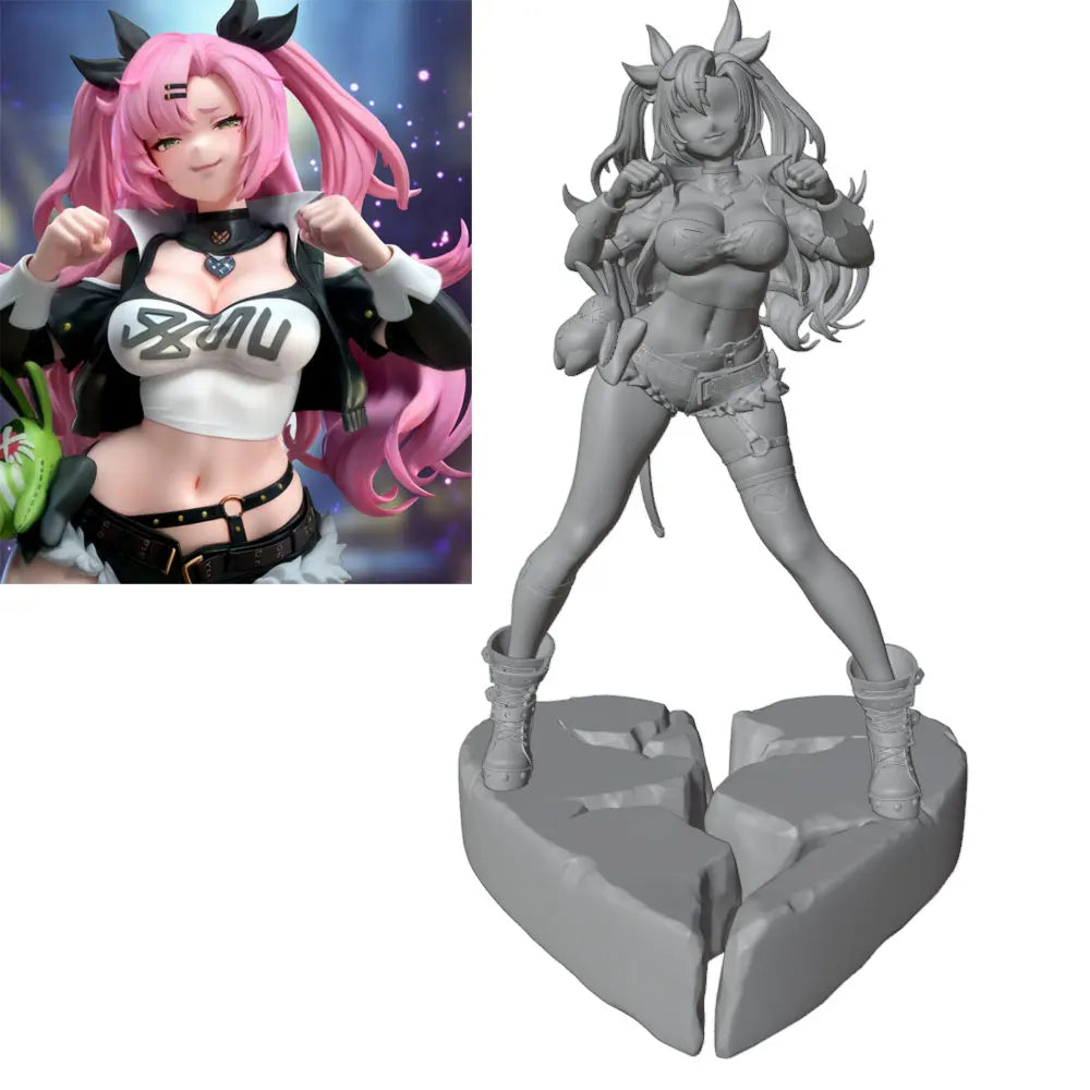 1/24 Spike-Horned Anime Demon Warrior, Resin Model Figure Kit, Anime Theme, Unassembled and Unpainted