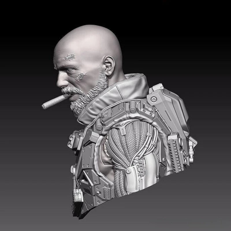 1/10 Modern Bearded Tactical Operator with Cigar, Resin Model Bust Kit, Unassembled and Unpainted