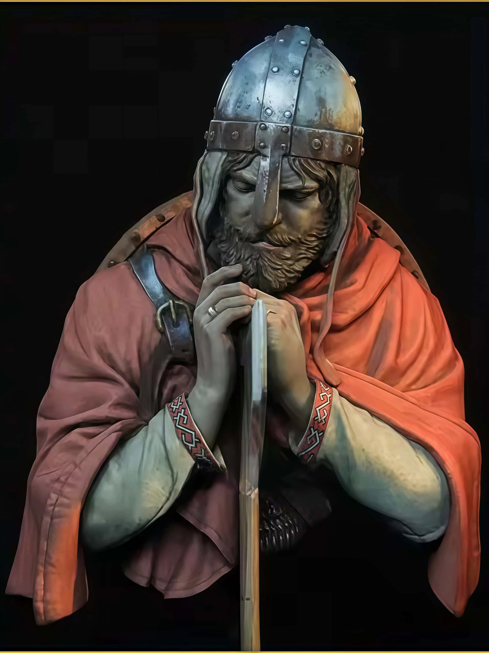 1/10 Medieval Viking Warrior with Spear and Shield, Resin Model Bust Kit, Unassembled and Unpainted