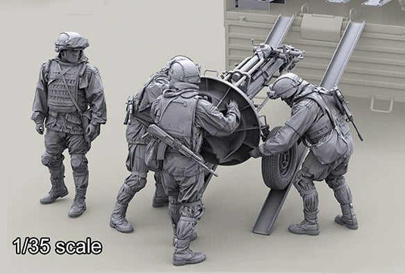 1/35 Modern Combat Squad in Tactical Assault, 4 Figures, Resin Model Figure Kit, Unassembled and Unpainted