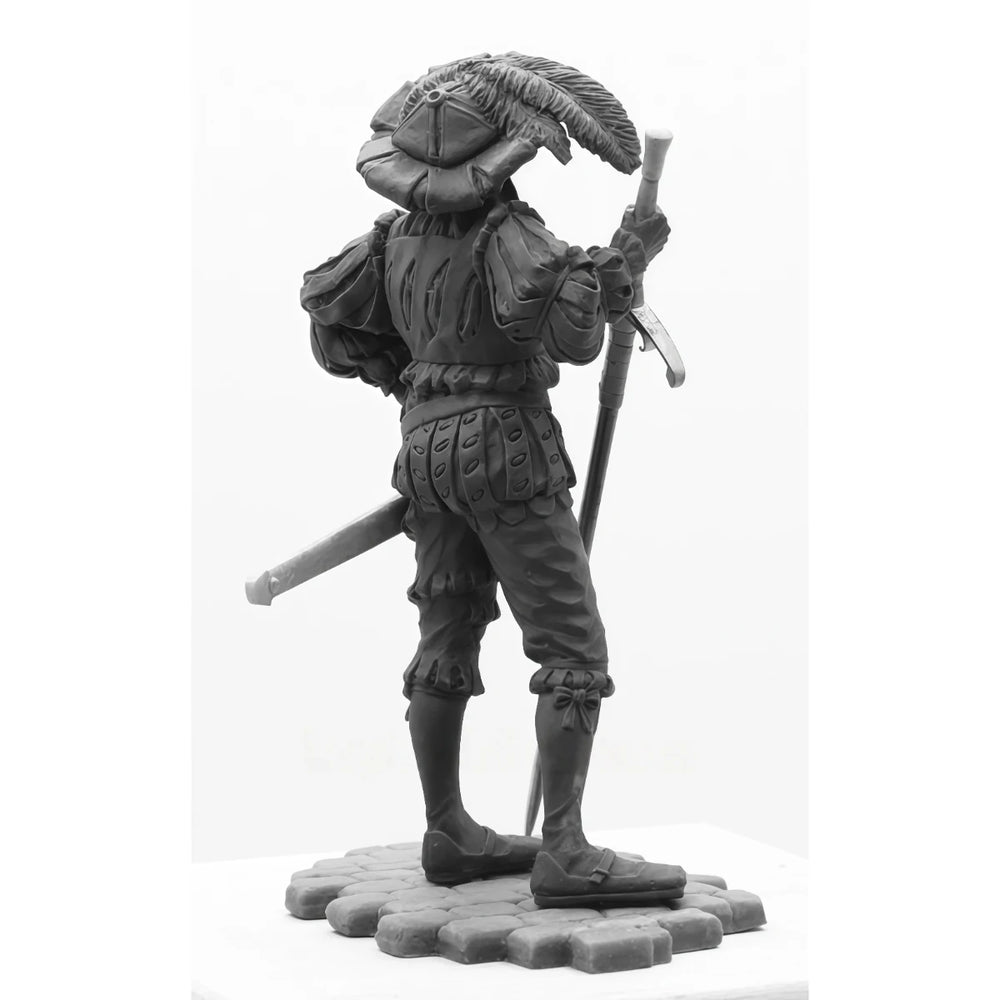 1/24 Warrior with Feathered Hat and Longsword, Resin Model Figure Kit, Fantasy Theme, Unassembled and Unpainted
