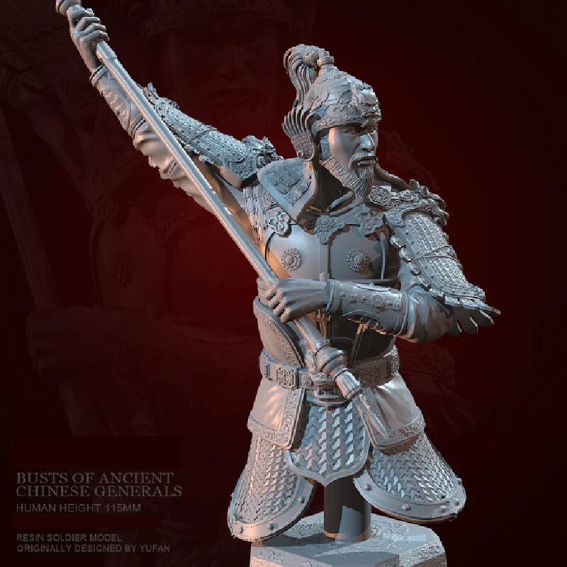 115mm Ancient Chinese General, Resin Model Bust Kit, Unassembled and Unpainted