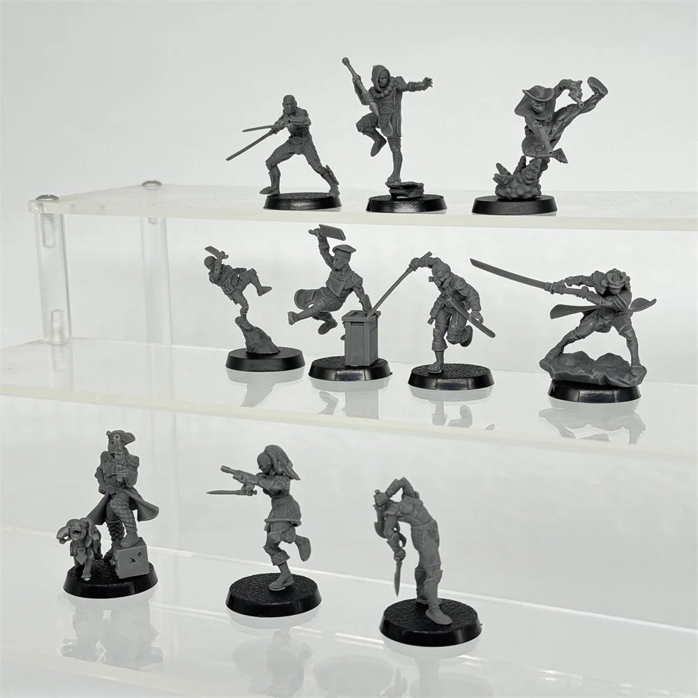 30mm Jester Warriors, 10 Figures, Resin Model Figure Kit, Fantasy Theme, Unassembled and Unpainted