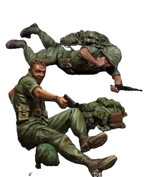 1/35 WWII Allied Infantryman, 2 Figures, Resin Model Figure Kit, Unassembled and Unpainted