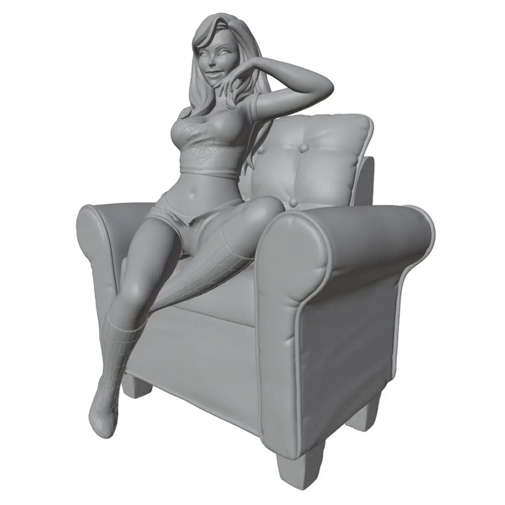 1/24 Pin-up on Chair, Resin Model Figure Kit, Unassembled and Unpainted