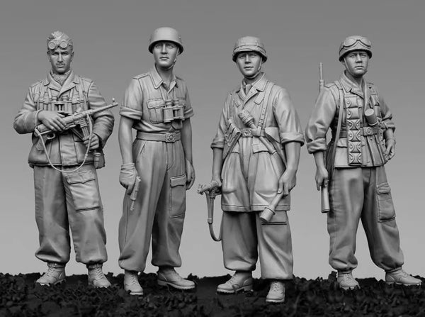 1/35 WWII US Paratroopers Standing Armed, 4 Figures, Resin Model Figure Kit, Unassembled and Unpainted