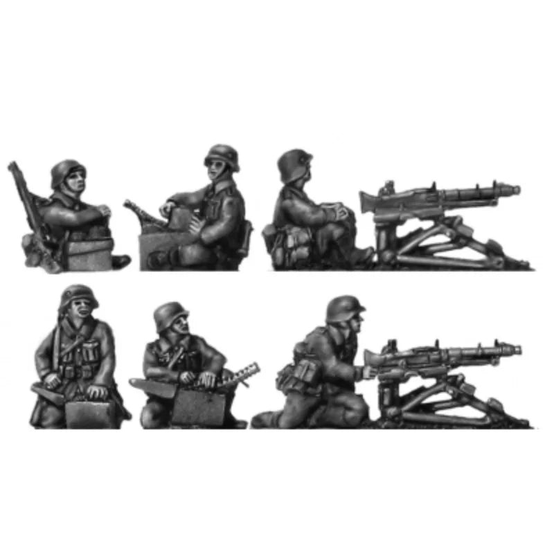 1/72 WWII German Machine Gun Team, 6 Figures, Resin Model Figure Kit, Unassembled and Unpainted