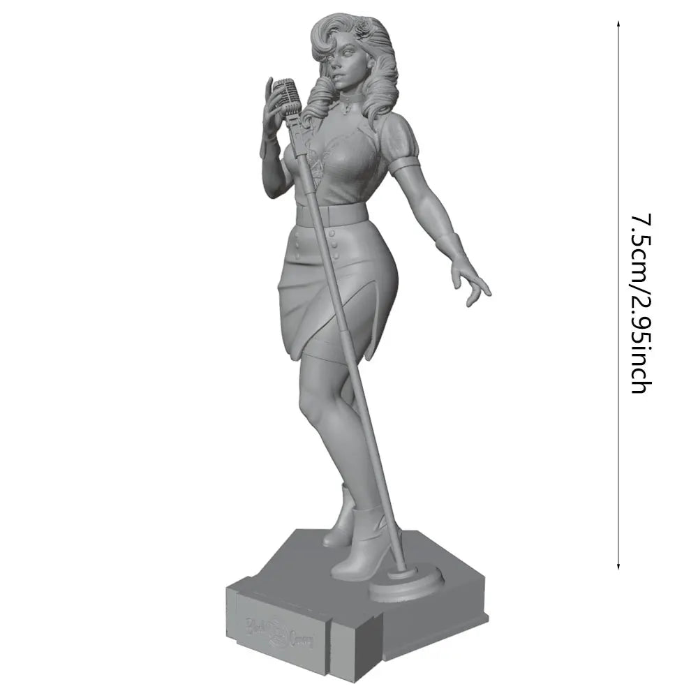 75mm Singing Girl, Resin Model Figure Kit, Fantasy Theme, Unassembled and Unpainted