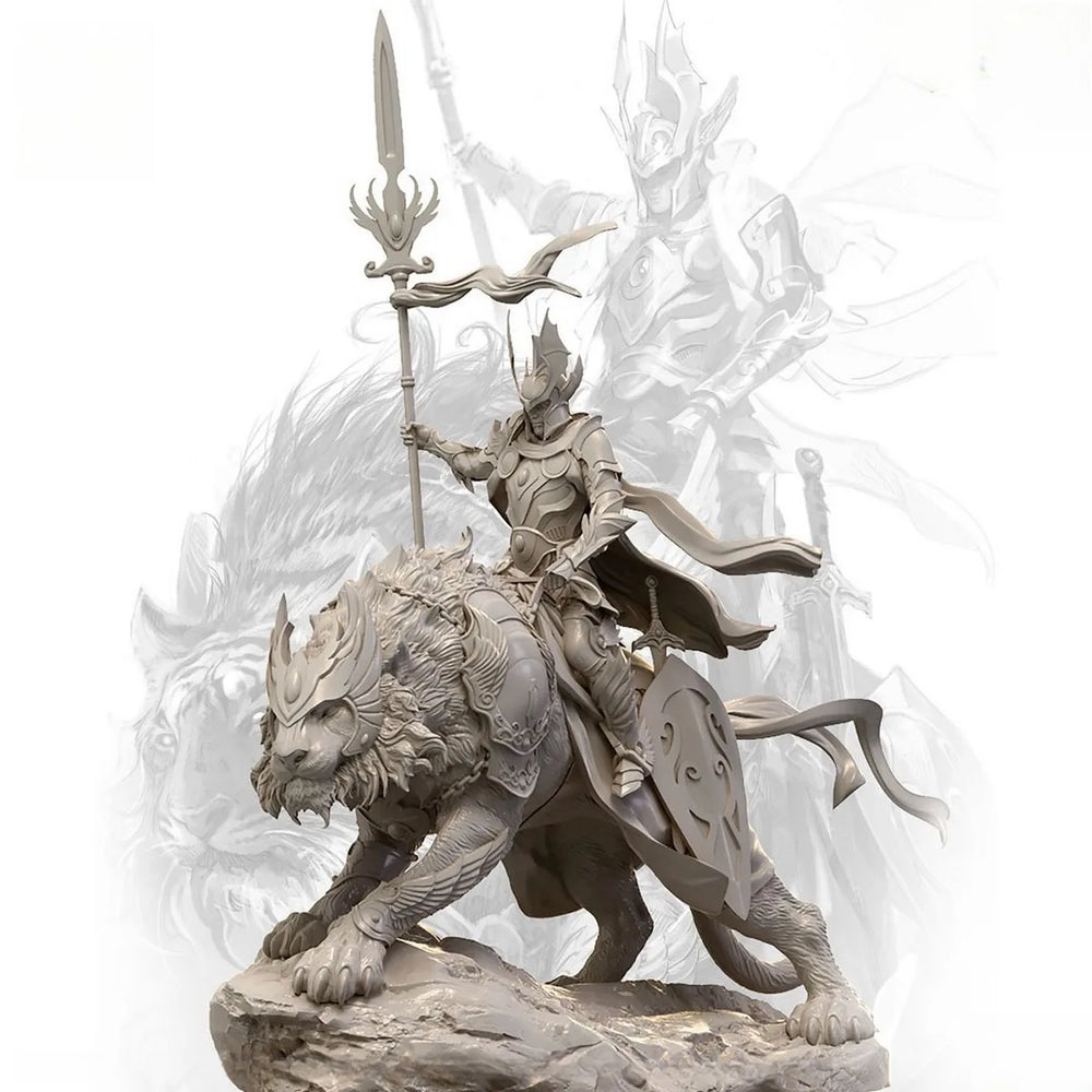 1/24 Warrior & Beast, 2 Figures, Resin Model Figure Kit, Fantasy Theme, Unassembled and Unpainted