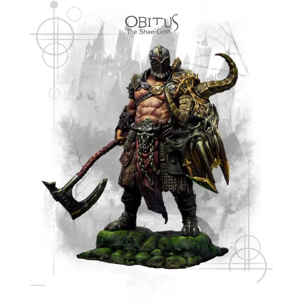 1/24 Skull-Faced Barbarian with Curved Sickle Axe, Resin Model Figure Kit, Fantasy Theme, Unassembled and Unpainted