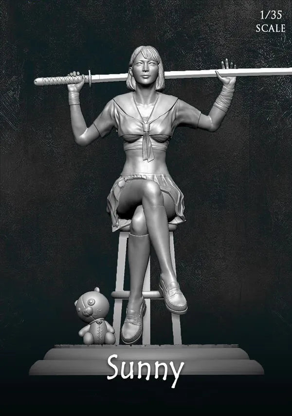 1/12 Female Bodyguard with Polearm, Resin Model Figure Kit, Unassembled and Unpainted