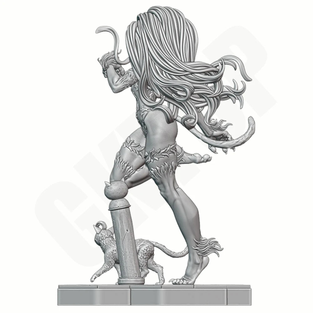 1/24 Beast Girl with Familiars, Resin Model Figure Kit, Fantasy Theme, Unassembled and Unpainted