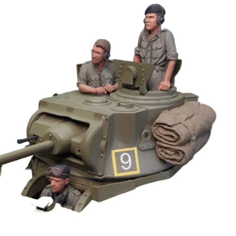 1/35 WWII Australian Tank Crew Varied Positions, 3 Figures, Resin Model Figure Kit, Unassembled and Unpainted