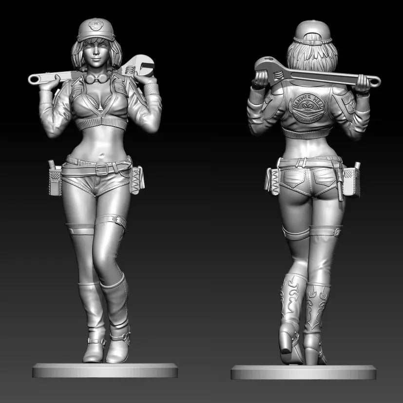 100mm Female Locomotive Repairman, Resin Model Figure Kit, Unassembled and Unpainted