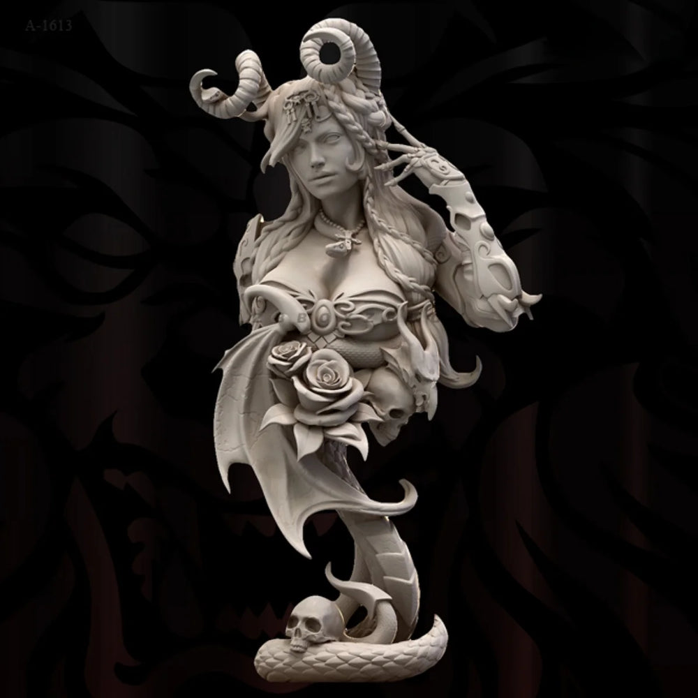 1/10 Sorceress with Serpent Motifs, Resin Model Bust Kit, Fantasy Theme, Unassembled and Unpainted
