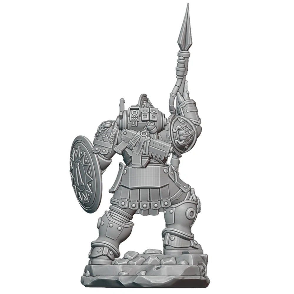 70mm Ornate Plate Knight with Halberd and Shield, Resin Model Figure Kit, Fantasy Theme, Unassembled and Unpainted