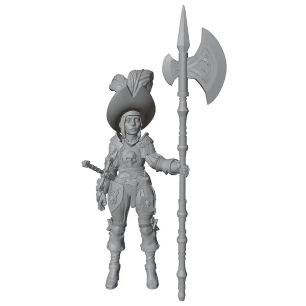 1/35 Female Warrior with Feathered Helm and Battle Axe, Resin Model Figure Kit, Fantasy Theme, Unassembled and Unpainted