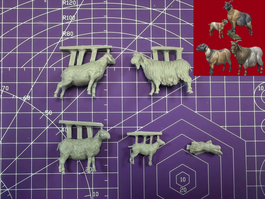 Goat Herd Set 1/35 Scale Resin Miniature Figures Kit - resin model view 2