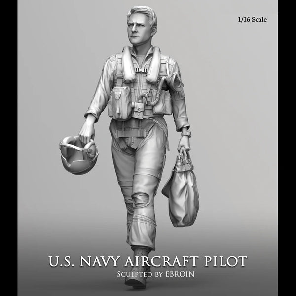 1/16 WWII US Navy Aircraft Pilot (2 Heads), Resin Model Figure Kit, Unassembled and Unpainted