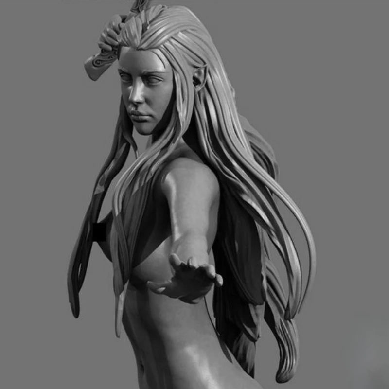 1/24 Long-Haired Elf Warrior with Sword, Resin Model Figure Kit, Fantasy Theme, Unassembled and Unpainted