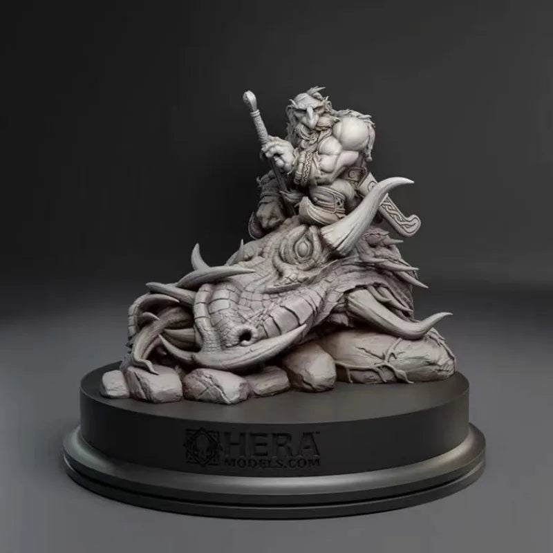 1/24 Dwarf Warrior on Tentacled Beast, Resin Model Figure Kit, Fantasy Theme, Unassembled and Unpainted