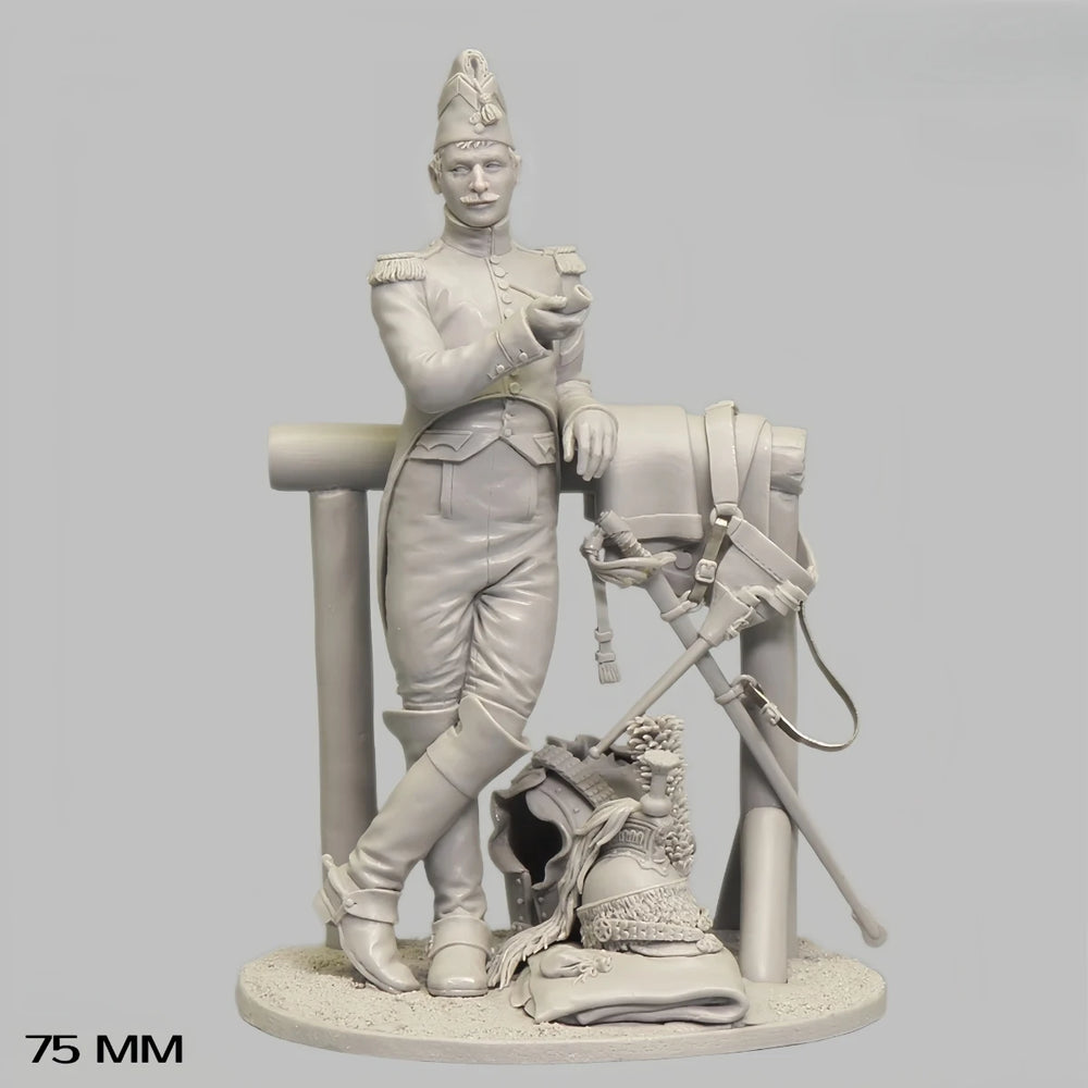 75mm Napoleonic French Cavalry Officer, Resin Model Bust Kit, Unassembled and Unpainted