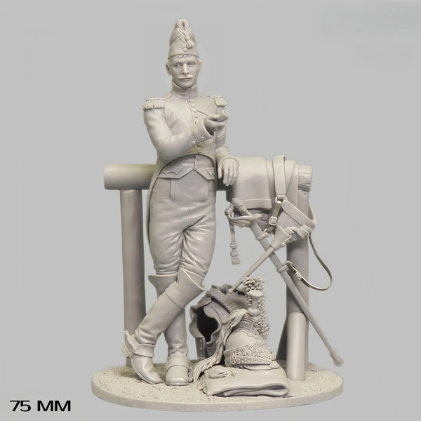 75mm Napoleonic French Cavalry Officer, Resin Model Bust Kit, Unassembled and Unpainted