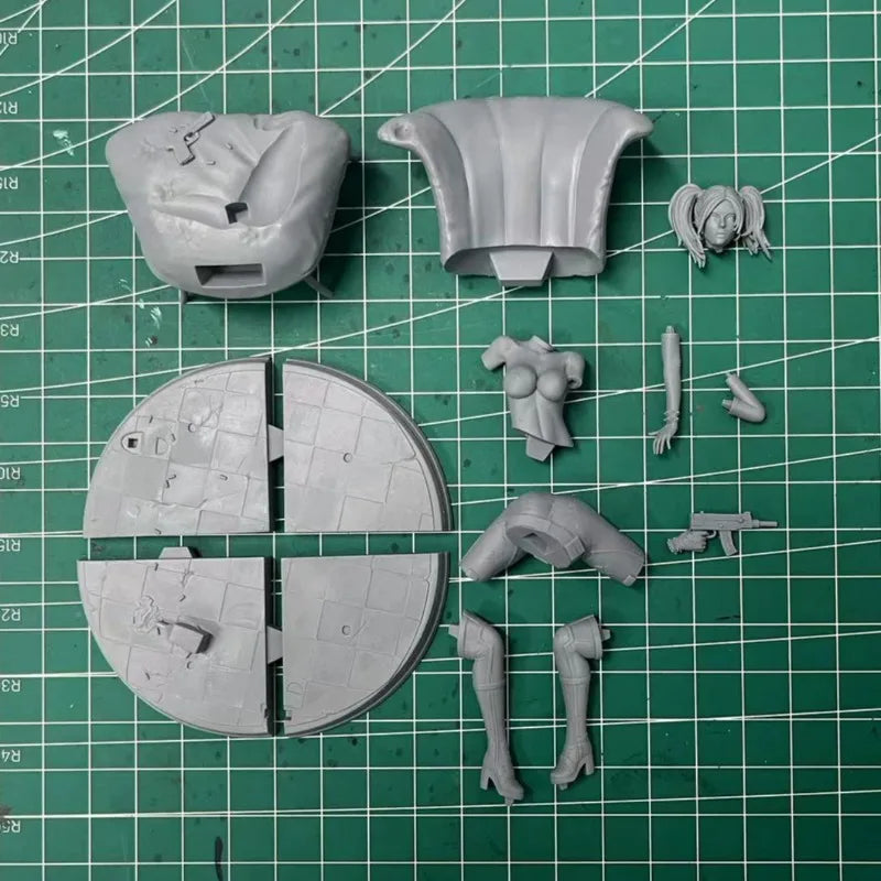 1/18 Female Gunner, Resin Model Figure Kit, Fantasy Theme, Unassembled and Unpainted