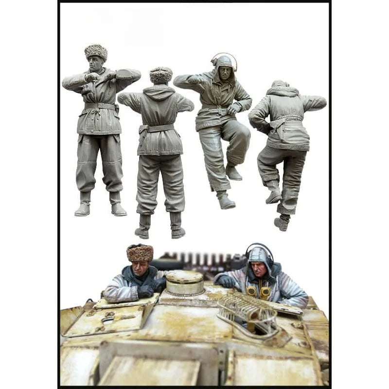 1/35 WWII European Tank Crew Winter, 2 Figures, Resin Model Figure Kit, Unassembled and Unpainted