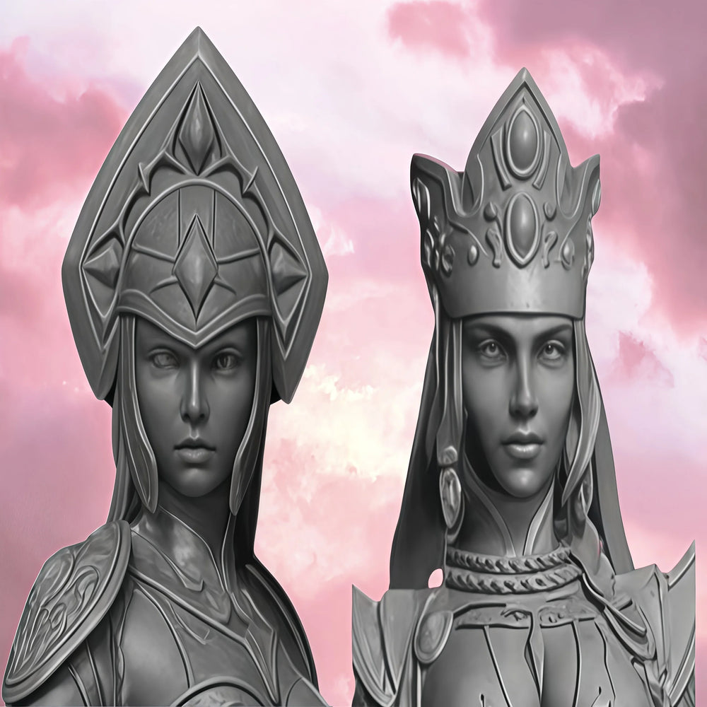 1/24 Ornate Fantasy Female Warriors, 2 Figures, Resin Model Figure Kit, Fantasy Theme, Unassembled and Unpainted