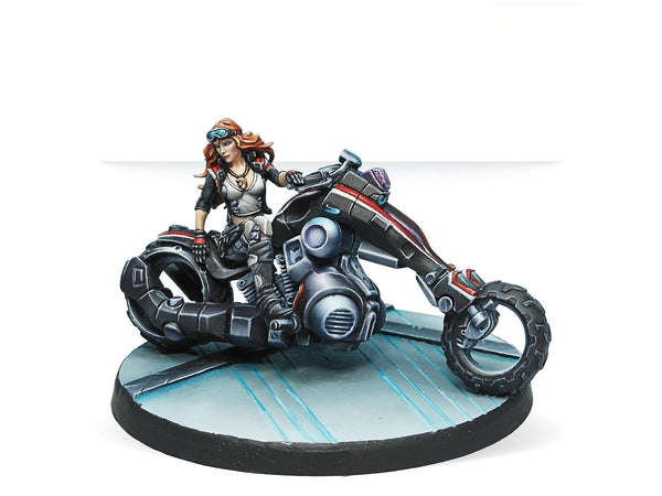 Modern Female Rider in Tactical Gear on Chopper, Resin Model Figure Kit, Unassembled and Unpainted