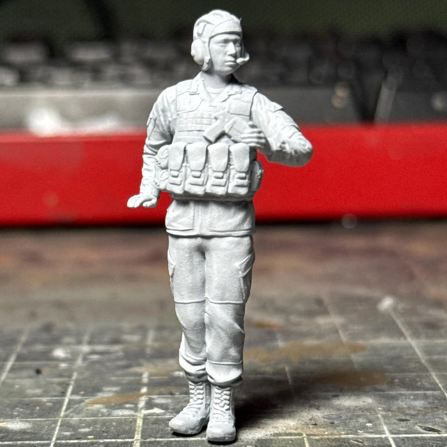 Modern Tactical Soldier with Communications Headset 1/35 Resin Figure Kit - resin model view 3
