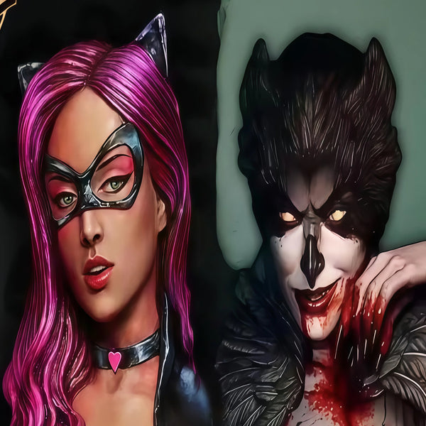 1/10 Beast Women Busts, 2 Figures, Resin Model Bust Kit, Fantasy Theme, Unassembled and Unpainted