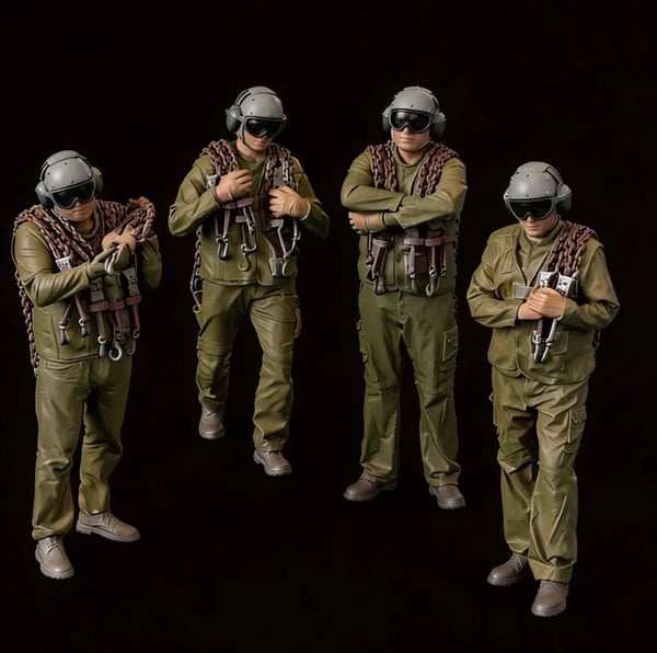 1/32 WWII Soldier, 4 Figures, Resin Model Figure Kit, Unassembled and Unpainted