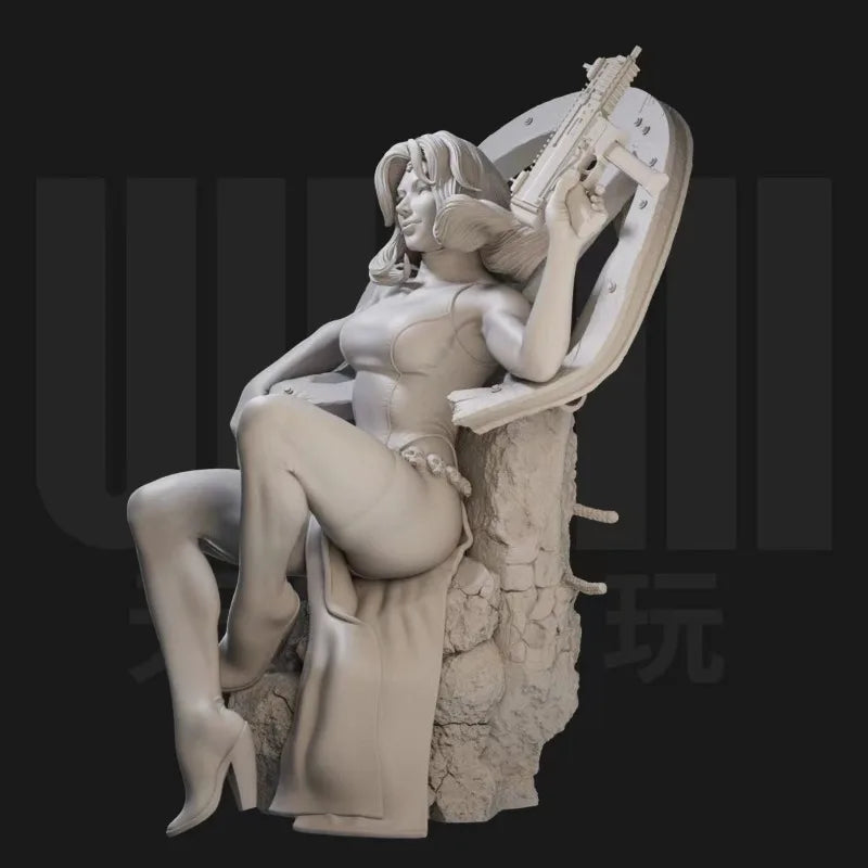 1/24 Female Mutant Gunner, Resin Model Figure Kit, Fantasy Theme, Unassembled and Unpainted